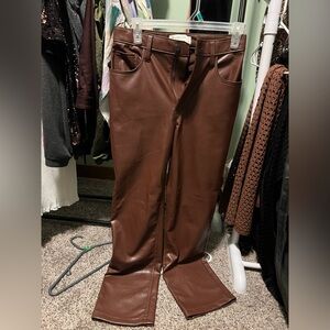 Abercrombie & Fitch Brown Faux Leather Flare Pants